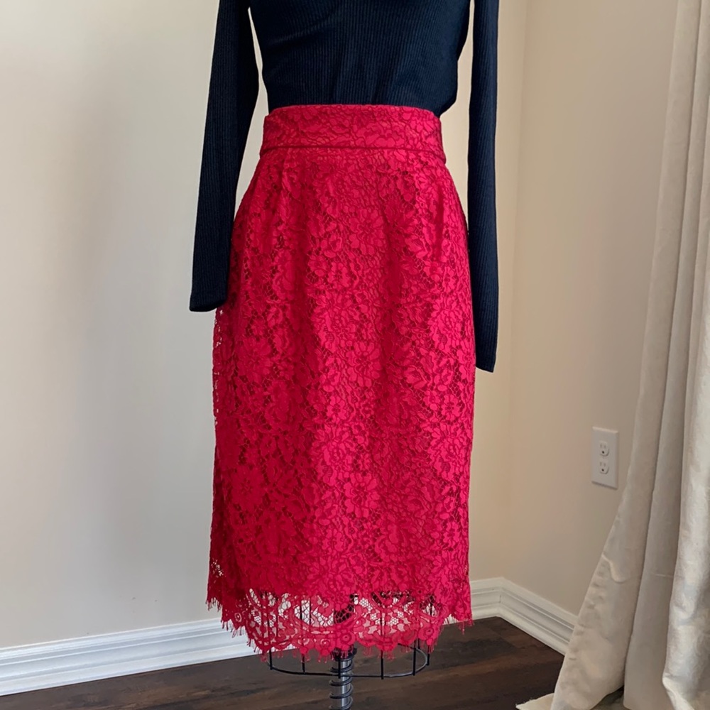 Jcrew lace red skirt. Size 4